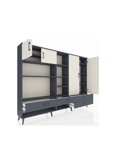 Arges Dolap 12 Raflı 4 Çekmeceli 4 Kapaklı 220x30x163 Antrasit-ay Antrasit-aytaşı/antrasit Arges Dolap 12 Raflı 4 Çekmeceli 4 Kapaklı 220x30x163 Antrasit-ay Antrasit-aytaşı/antrasit