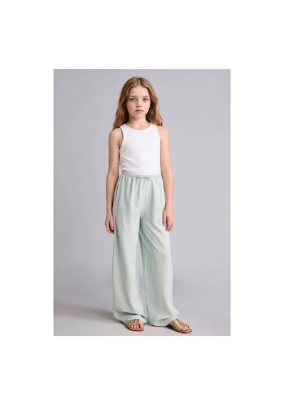 Defacto Wıde Leg Geniş Paça Keten Karışımlı Pantolon Kız Çocuk H1219a826smgn1113 Yeşil-gn1113