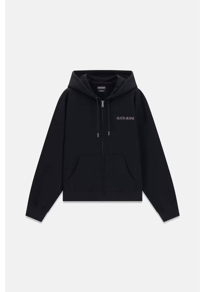 Guess Stras Taşlı Fermuarlı Siyah Kadın Sweatshirt W6yq10k3872
