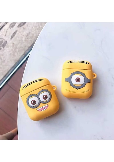 Apple Uyumlu iPhone 1/2. Nesil  Koruyucu Bluetooth Kulaklık Kılıfı Figürlü Minions Airpods 1/2. Nesil