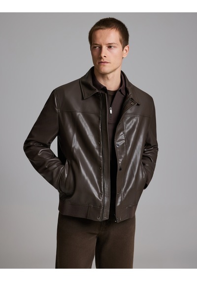 Pierre Cardin Koyu Kahverengi Deri Ceket 50330202-vr084