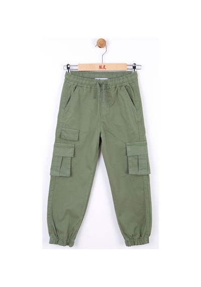 Nk Kids Çocuk Kargo Cepli Beli Paçası Lastikli Kargo Pantolon-13834-haki Haki