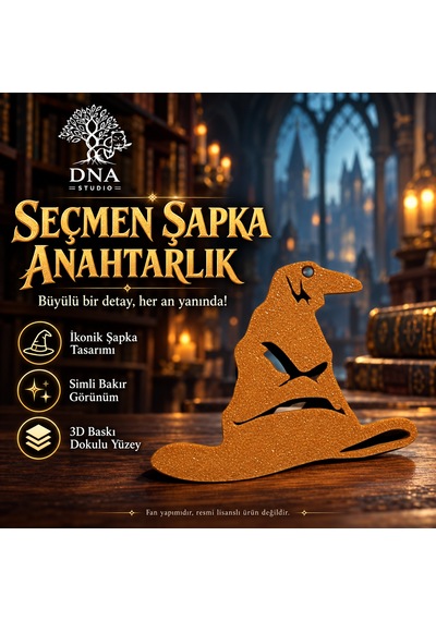 Harry Potter Seçmen Şapka Anahtarlık Hogwarts Temalı Aksesuar Gümüş