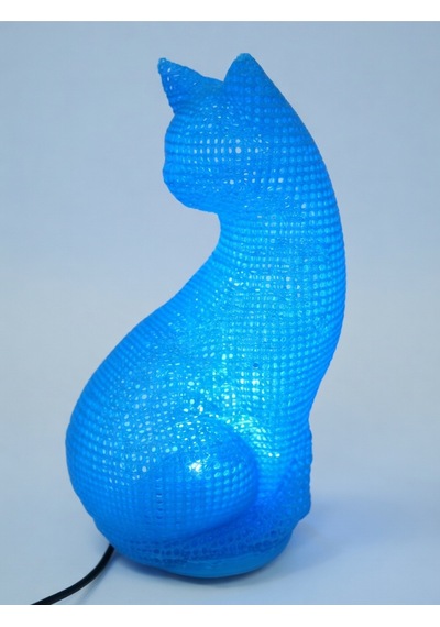 Dekoratif Kedi Figürlü Gece Lambası 3d Yazıcı Baskı Hediyelik Masa Lambası Aydınlatma 23cm Mavi