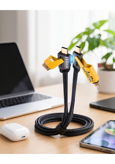 4'ü 1 Arada Örgülü Usb-c Usb-a Kablo 65w Hızlı Şarj