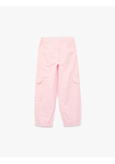 Koton Pamuklu Kapaklı Rahat Kesim Kapaklı Cepli Jogger Pantolon Pembe 6skg40012ad Gül