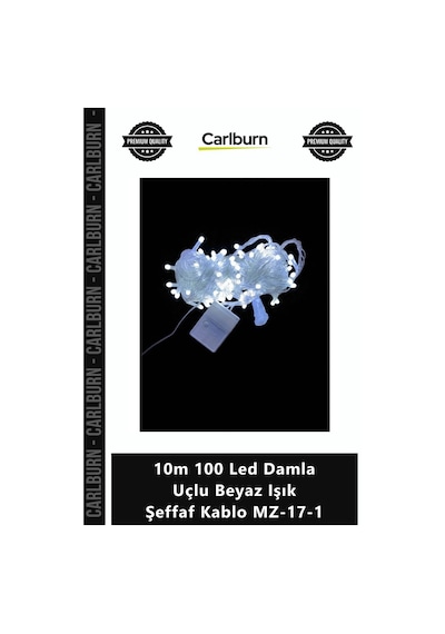 Özel Üretim Dekoratif Şık Estetik Aydınlatma 10m 100 Led Damla Uçlu Beyaz Işık Şeffaf Kablo Mz171