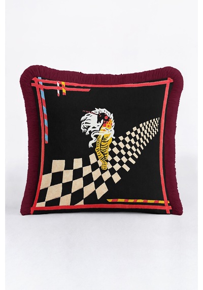 Modern Sanat Saçaklı Yastık Kılıfı-satranç Figürlü Siyah Altın Renkli Retro Püsküllü Kırlent Kılıfı Ayışığı Nil Mavisi Modern Sanat Saçaklı Yastık Kılıfı-satranç Figürlü Siyah Altın Renkli Retro Püsküllü Kırlent Kılıfı Ayışığı Nil Mavisi