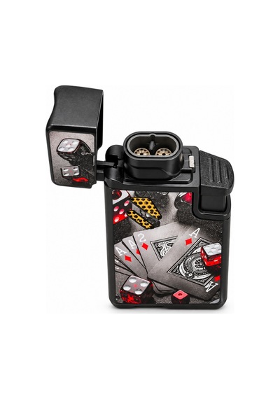 Hunter Çift Torch Pürmüz Ace & Zar Design Siyah Metal Puro Çakmağı Ack042