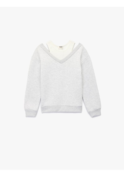Koton Atlet Detaylı Uzun Kollu V Yaka Pamuklu Şardonlu Sweatshirt Gri Melanj 6wkg10560ak Koton Atlet Detaylı Uzun Kollu V Yaka Pamuklu Şardonlu Sweatshirt Gri Melanj 6wkg10560ak