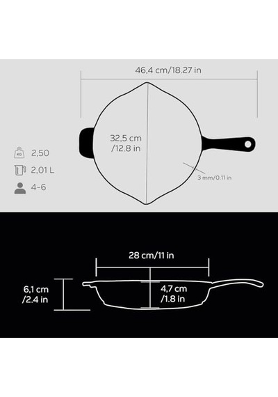Döküm Yuvarlak Izgara Tava, Metal Kulplu, Konkav Taban, 28 Cm Diğer