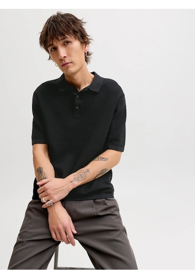Jack & Jones Jjegeorge Knit Polo Ss Sn Erkek T-shirt-32818 Siyah