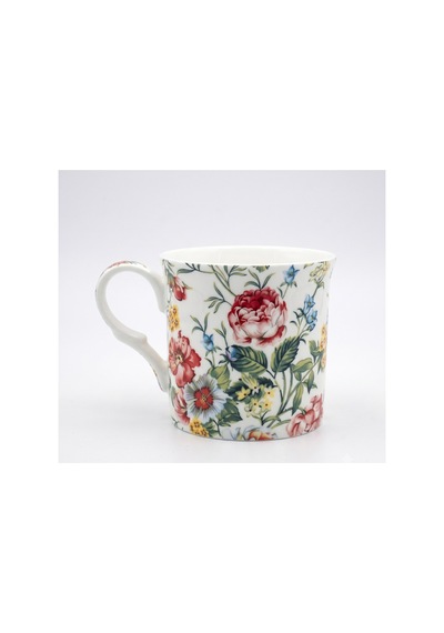 Heritage Sicily Bone China Coffee Mug Çiçek Desenli Kupa Kırmızı