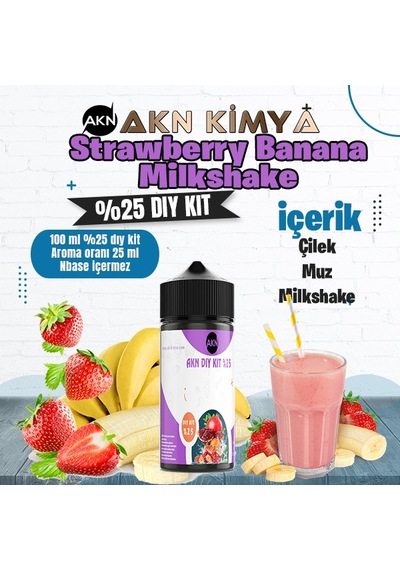 Strawberry Banana Milkshake Yoğun Dıy Kit Çilek Muz Gıda Aroması %25 Oranda Aroma İçerir Hazır Değildir 100 Ml