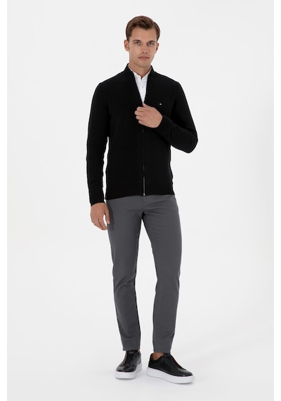 U.S. Polo Assn. Erkek Slim Fit Siyah Basic Triko Hırka 50313688-VR046