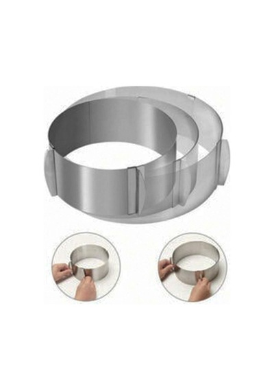 - Yuvarlak Ayarlanabilir Pasta Kek Pandispanya Çemberi 9 Cm Cake Mold, Stainless Steel Çelik Gri Diğer
