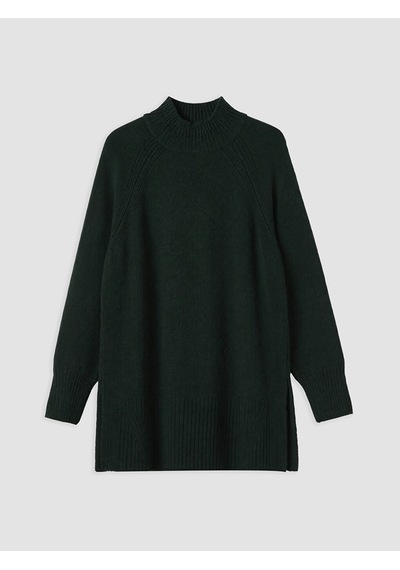 Lcw Modest Yeşil Yarım Balıkçı Yaka Oversize Kadın Triko Tunik Xl-2xl
