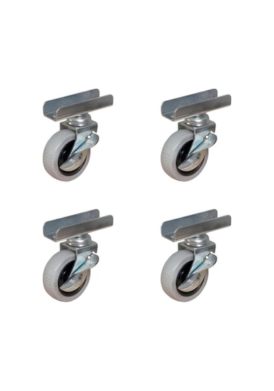 Furç Uzun-sunta Bilyalı Teker Frenli - 20x50 - Gri - 18mm Hks185 - 4 Adet Çok Renkli