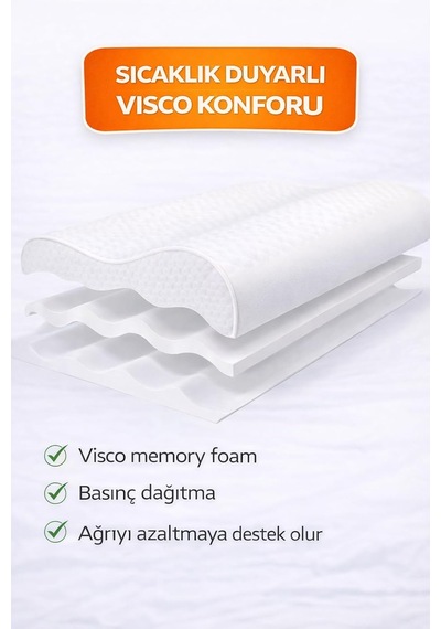 Ortopedik Boyun Yastığı Visco Boyun Düzleşmesi Ve Hassasiyetsı İçin Ergonomik Yastık Genel