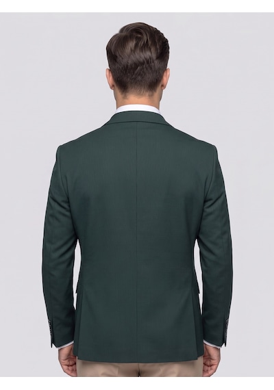 Plus Scorpion Erkek Slim Fit Ceket Likralı Fitilli Kumaş, Çift Düğmeli Tek Yırtmaçlı Modern Tasarım Yeşil