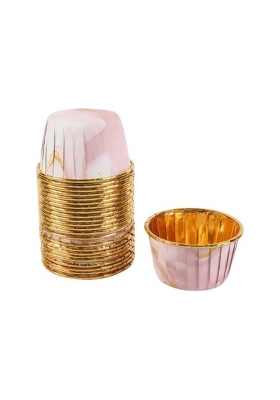 Cupcake/muffin /suffle Kek Kapsülü Pembe Mermer Desenli 50 Li Yeşil