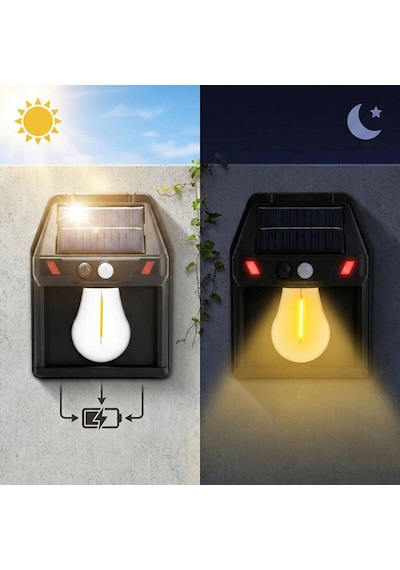 Solar Led Duvar Lambası Pt-2971 Siyah