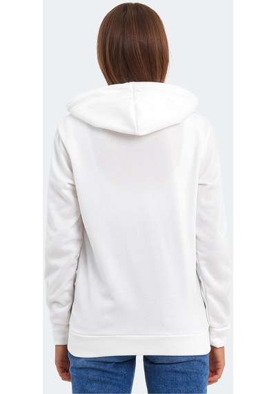 Slazenger KATYA Kadın Fermuarlı Kapüşonlu Cepli Beyaz Sweatshirt