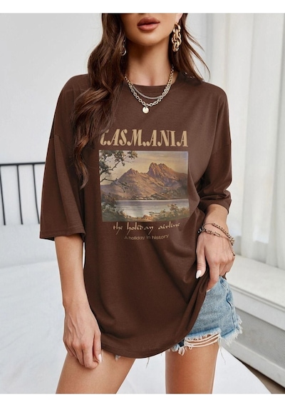 Unisex Casmania Baskılı Oversize T-shirt 001