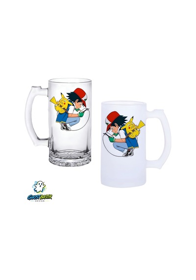 Pokemon Kulplu Bira Bardağı Buzlu Veya Şeffaf Seçenekli 0340