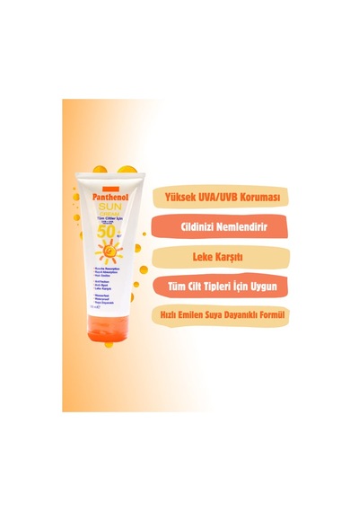 Panthenol Güneş Kremi Uvb Uva Spf 50 100 Ml 10'li Paket