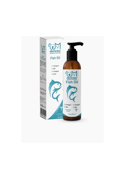 Muvicado Fish Oil Kedi Köpekler İçin Omega 3&6 Balık Yağı  Sistemi 200 ML