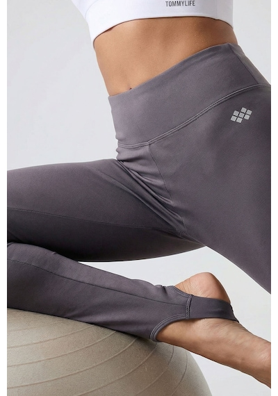 Tommy Life Koyu Gri Standart Fit Esnek Spor Performans Kadın Topuklu Tayt - 94685