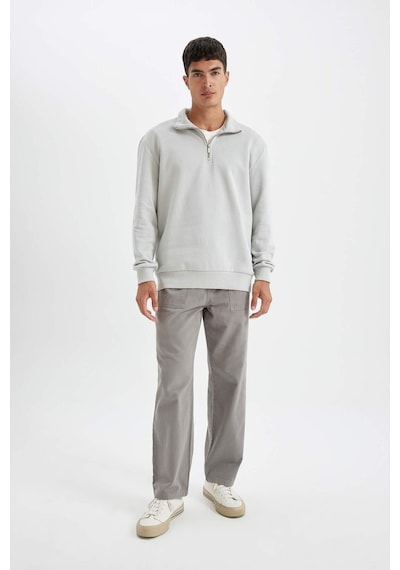 DeFacto Comfort Regular Fit Rahat Kalıp Fermuarlı Dik Yaka Basic Düz Sweatshirt X7405AZ24AUGR253