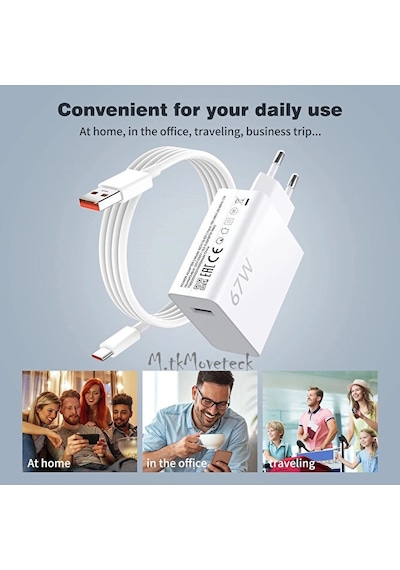 Redmi 13c 67 Wolt Turbo Hızlı Şarj Aleti Cihazı Kablo Adaptör 2'li Set Type-c To Usb