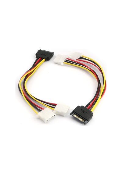 AoGo SATA 15-Pin Erkek Çift 4-Pin Molex Dişi Güç Y Splitter Kablo Sata to Molex Çevirici 15 CM