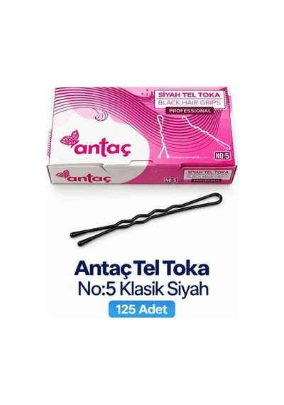 Antaç Siyah Topuzlu Tel Toka 125 Adet Kutulu No:5 Siyah