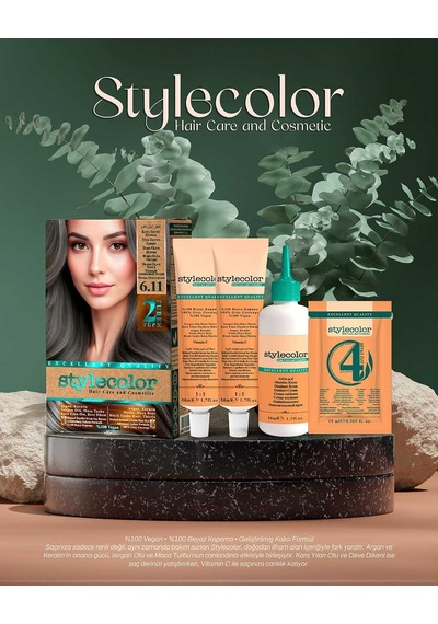 Stylecolor Bitkisel İçerikli Vegan Krem Saç Boyası 6.11 - Koyu Zeytin Kumral