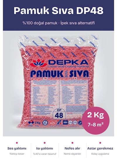 Depka Pamuk Sıva Dp48 2 Kg 7-8 M² İpek Sıva Alternatifi Isı Ve Ses Yalıtımlı Dekoratif Sıva