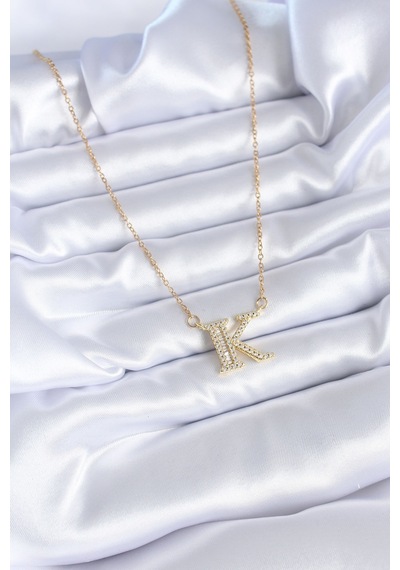 316l Çelik Gold Renk K Harf Model Zirkon Taşlı Kadın Kolye - Tj-bko7712 Altın - Çok Renkli