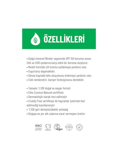 Siveno %100 Doğal Yüz Güneş Kremi Renkli Ton Eşitleyici Leke Karşıtı Uva Uvb Spf 50+ 30 ML