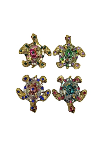 Kaplumbağa Magnet Dört Renk Kristal Taşlı Dörtlü Set