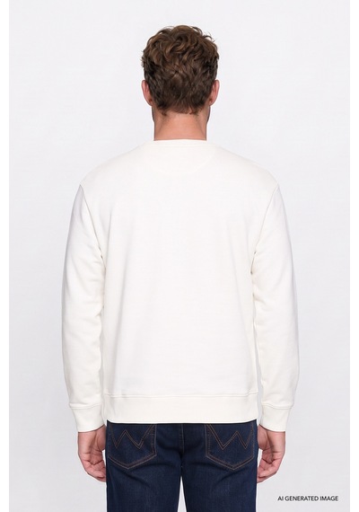 Wrangler Pamuklu Regular Fit Logo Detaylı Erkek Sweatshirt W2620152102 Ekru