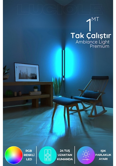 Led Abajur Kendinden Yapışkanlı Uzaktan Kumandalı Renk Animasyon Ledblue