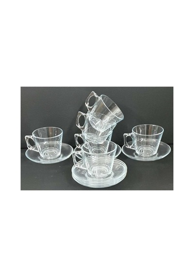 Paşabahçe Çay Fincanı Takımı, 12 Parça, 6 Kişilik, Gri, Cam Çok Renkli