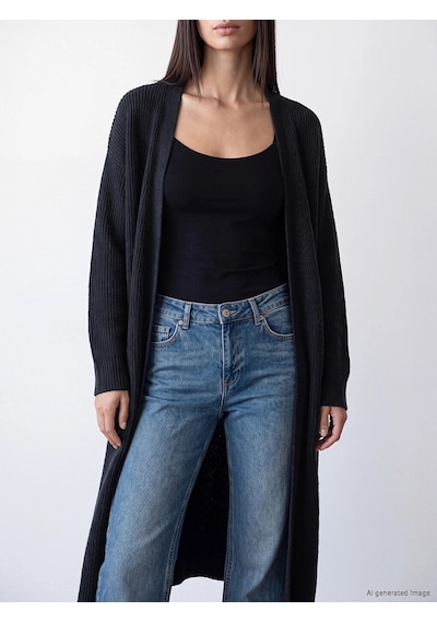LC Waikiki Lcw Everyday Lacivert Şal Yaka Fitilli Kadın Triko Hırka Navy