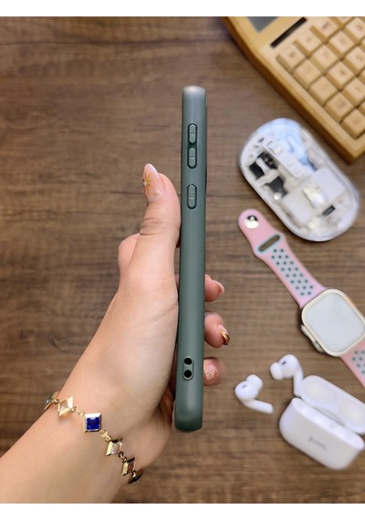 Samsung Galaxy A33 Uyumlu Premium Deri Dokulu Darbelere Karşı Dayanıklı Nazal Silikon Kılıf Haki