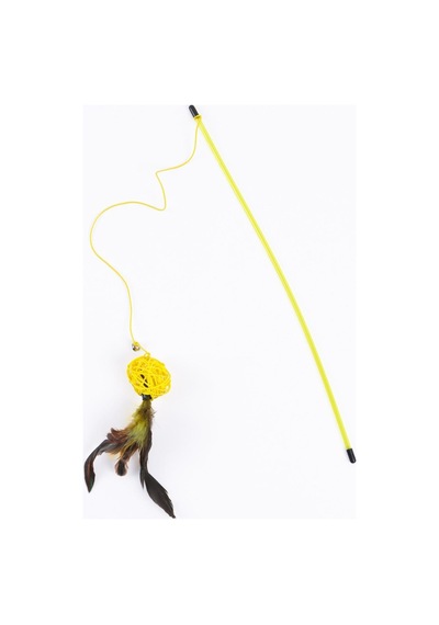 Sarı Toplu Tüylü Kedi Oyun Oltası 46 CM