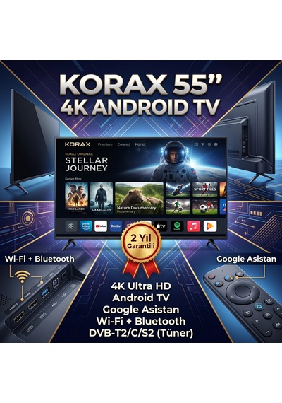 Korax 55" 140 Ekran 4K Ultra HD Android TV