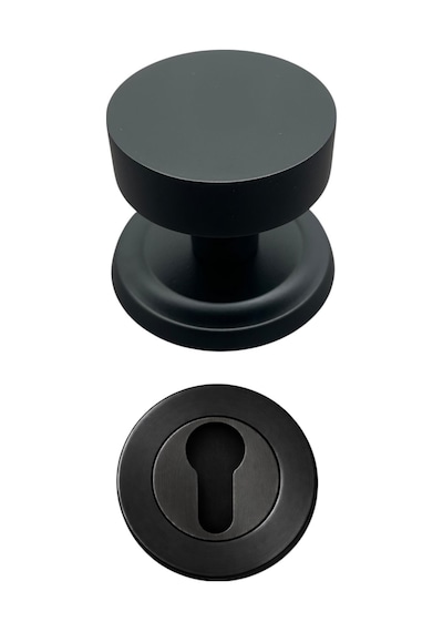 Round Mat Siyah Kapı Tokmağı Kapı Babası Alt Rozeti Set