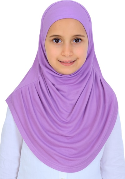 Modish Group Kız Çocuk Hazır Başörtüsü Pratik Penye Şal Tesettür Giyim Açık Lila